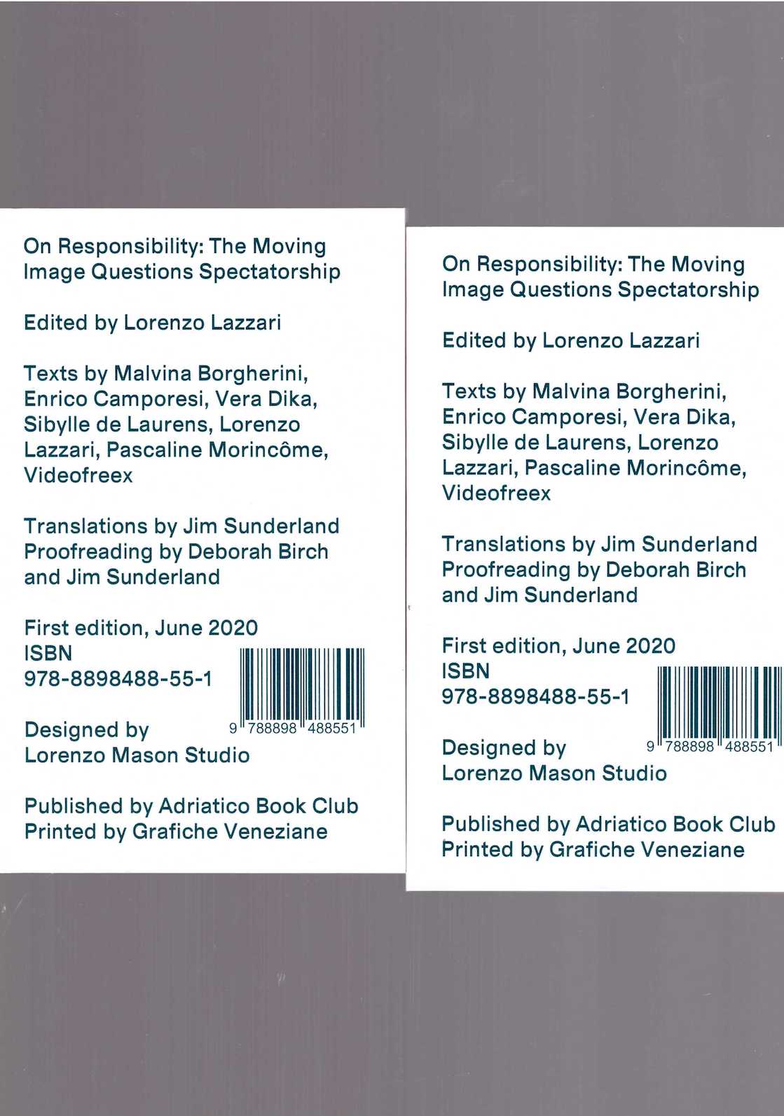 LAZZARI, Lorenzo (ed.) - On Responsibility: The Moving Image Questions Spectatorship