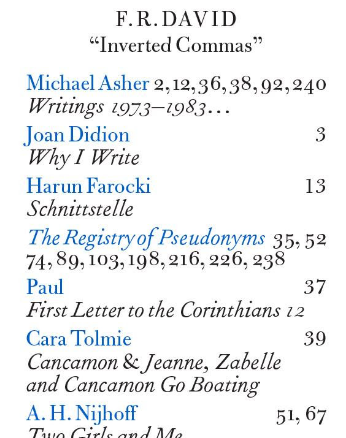 "Inverted Commas" F.R.David ",D"