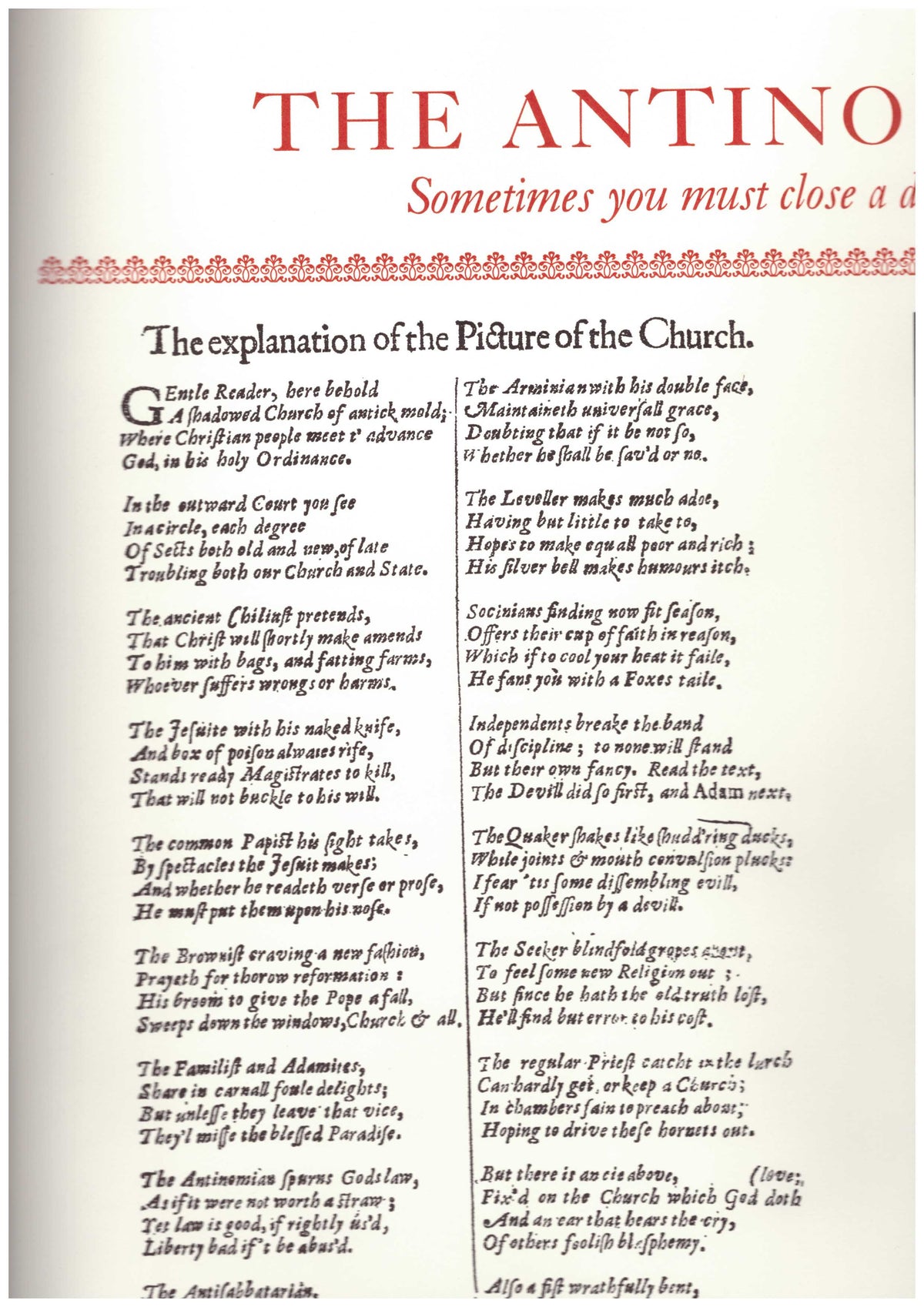 Antinomian Press: Sometimes you must close a door… (Broadside)
