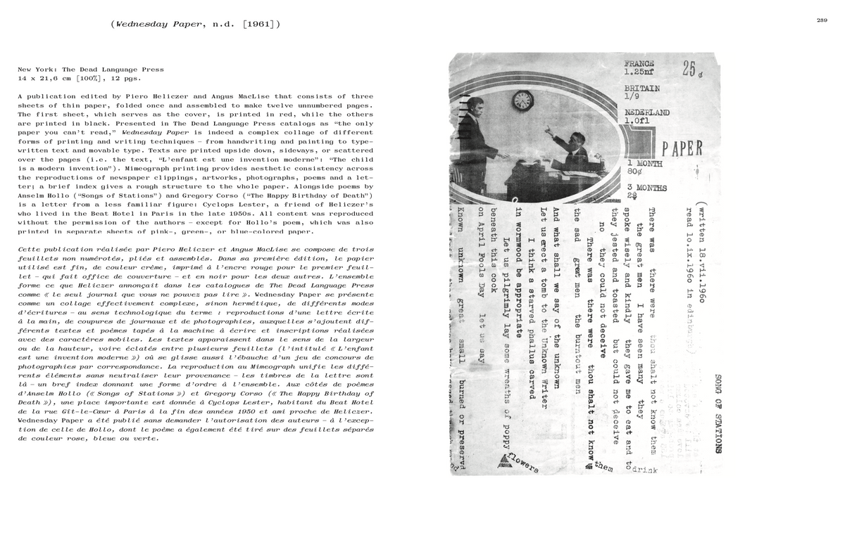 Piero Heliczer. Poems & Documents / Poèmes & Documents