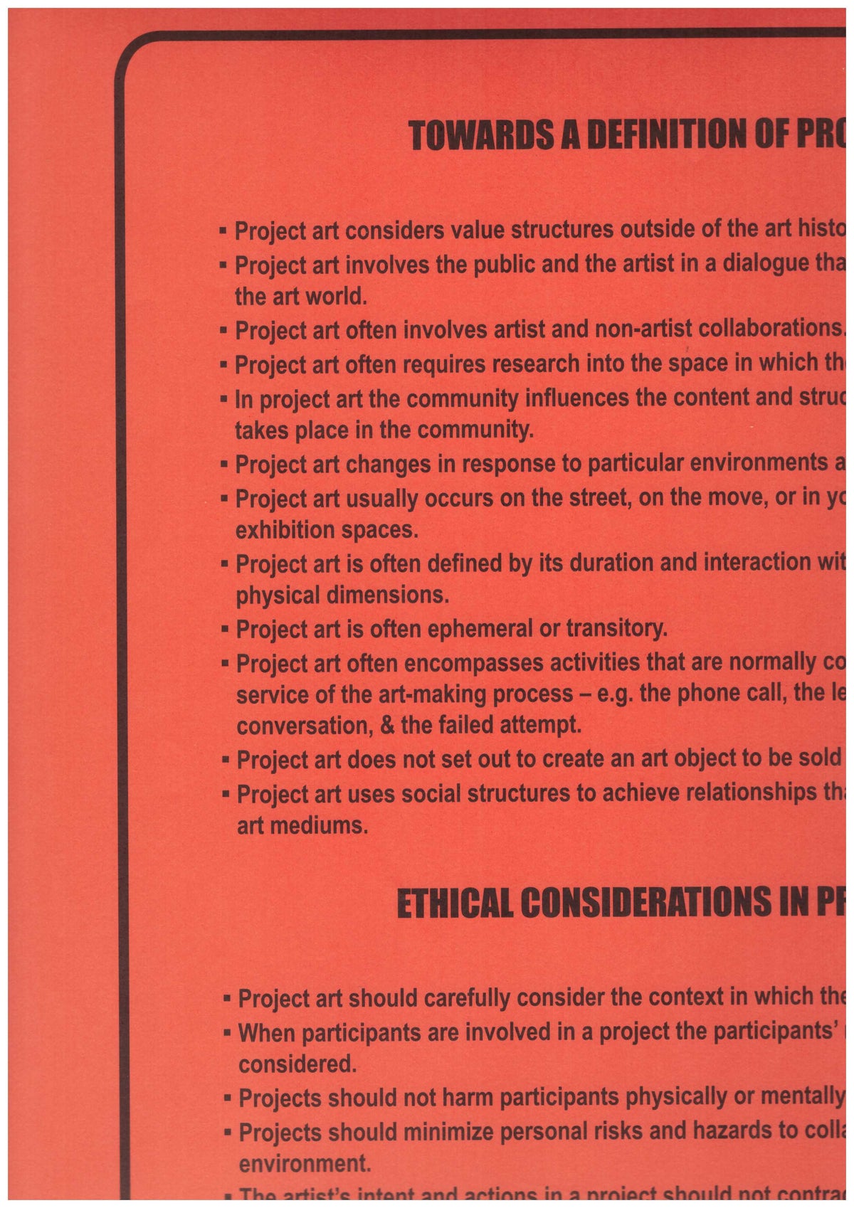 Towards a definition of project art (Broadside)