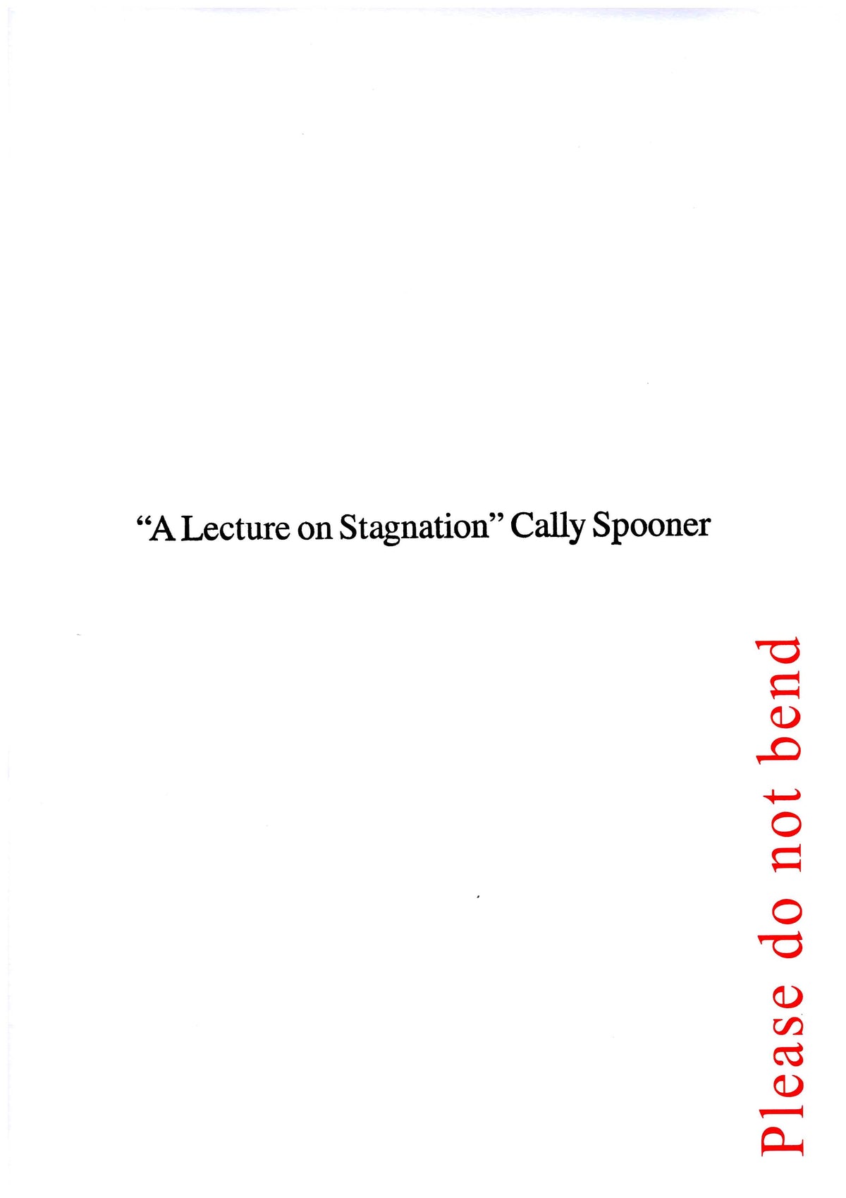 “A Lecture on Stagnation”