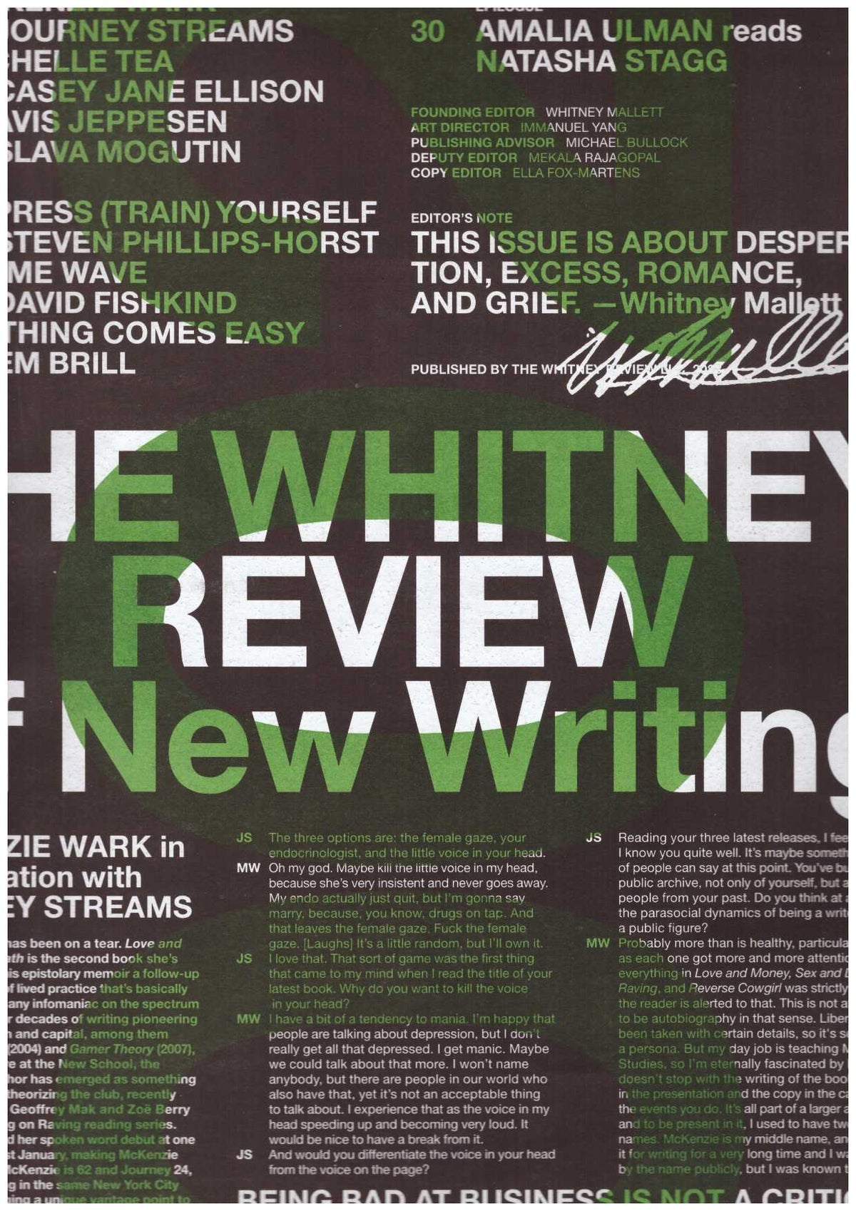 The Whitney Review of New Writing #2 Fall