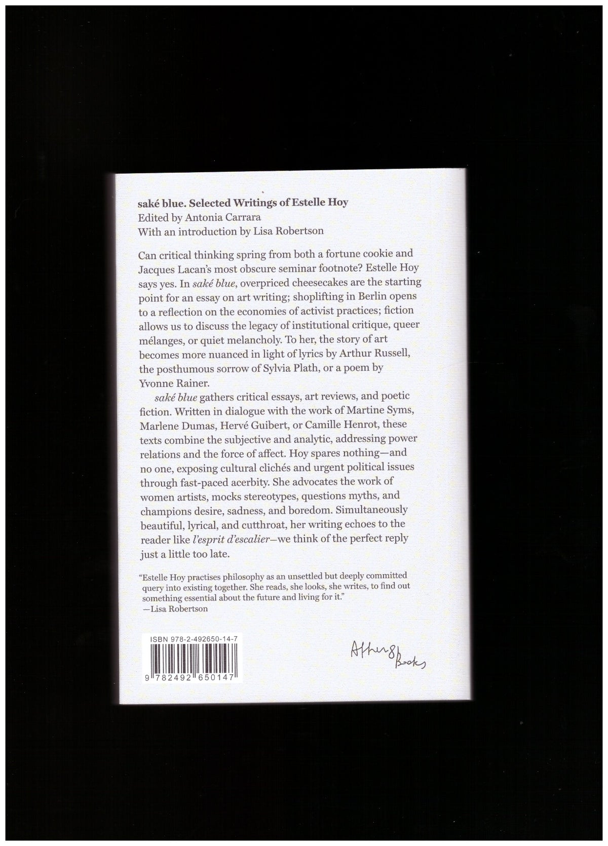 saké blue. Selected Writings