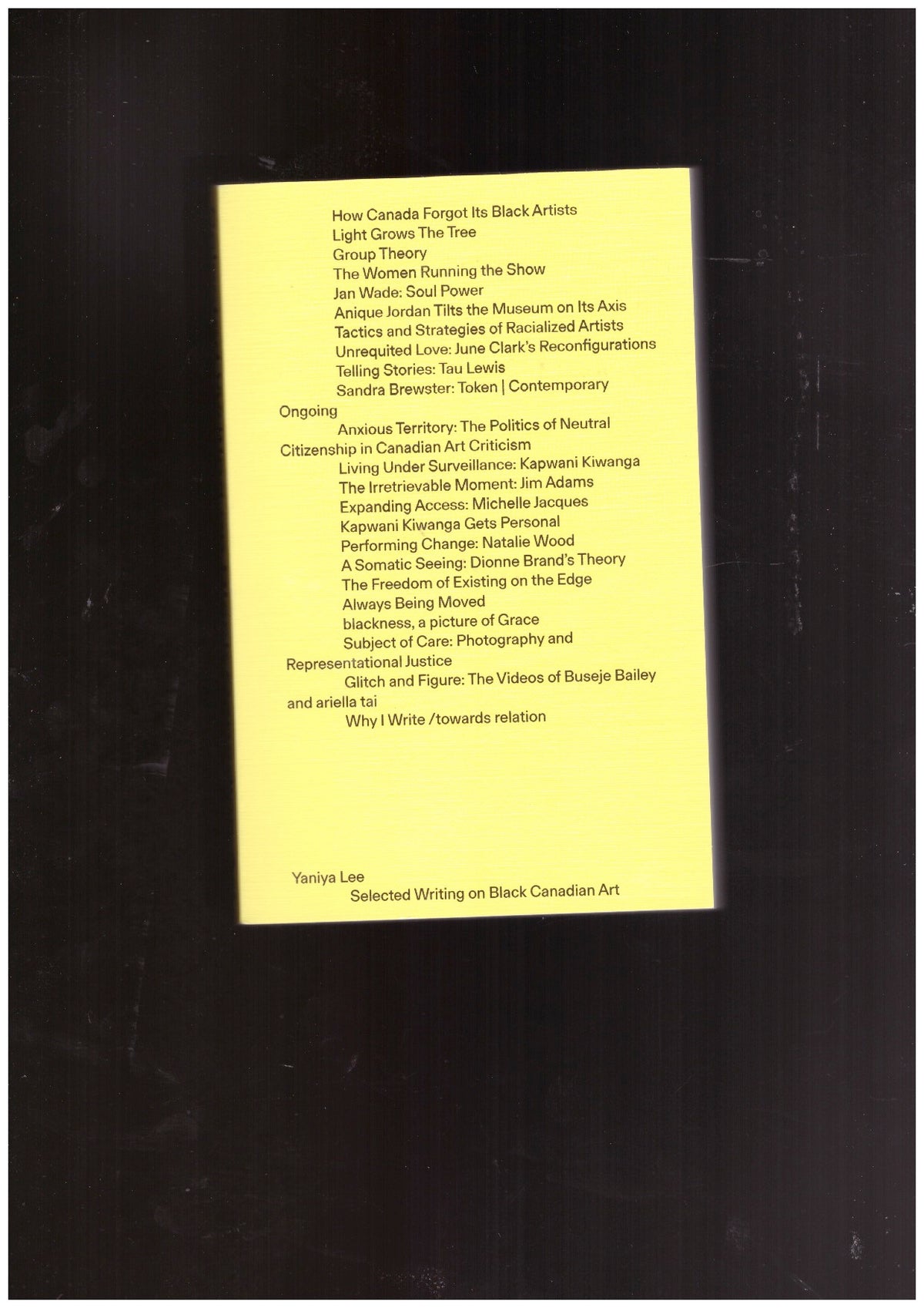 Selected Writing on Black Canadian Art
