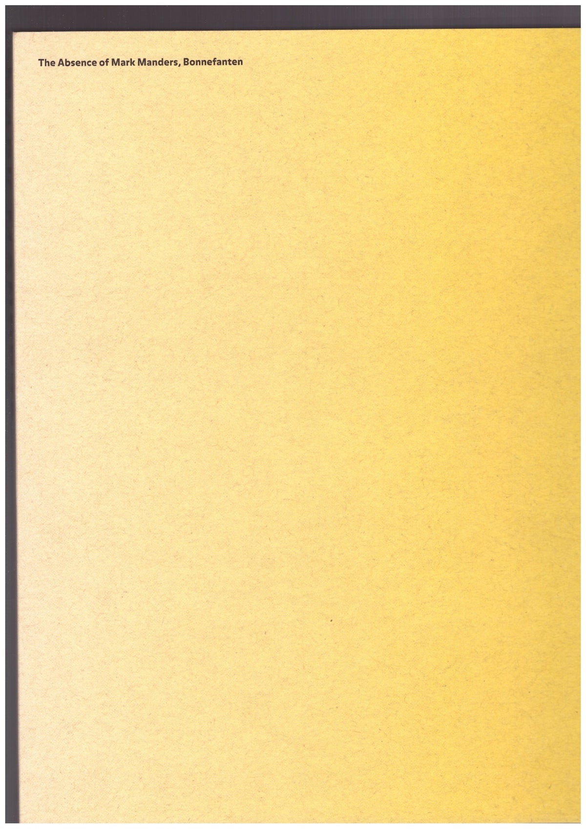 The Absence of Mark Manders